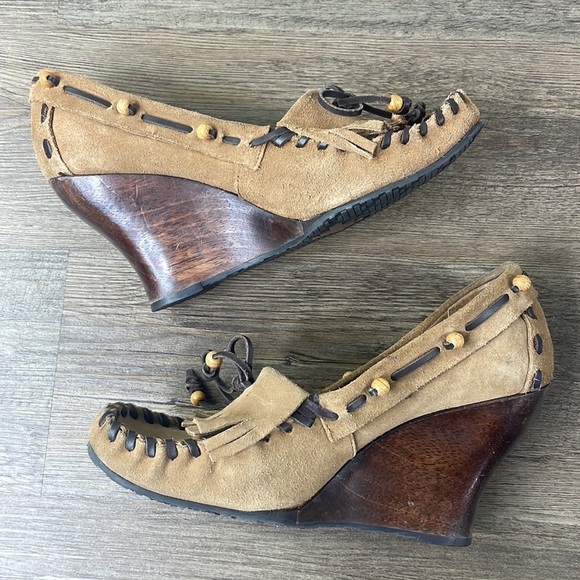 Sam Edeman Angelina Wedge Moccasin with Wood Heel, size 8.5 - Picture 2 of 8